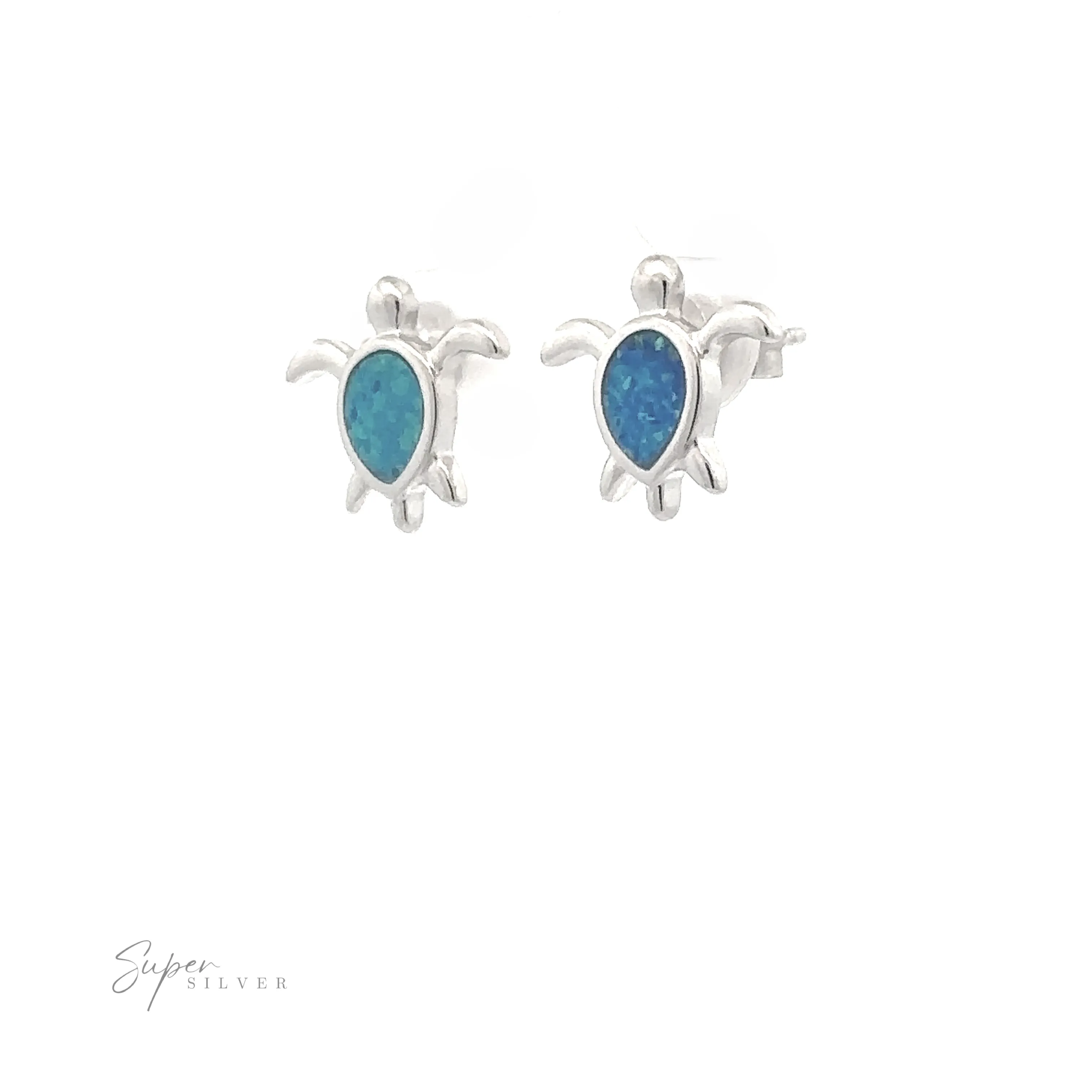 Simple Lab-Created Opal Turtle Studs