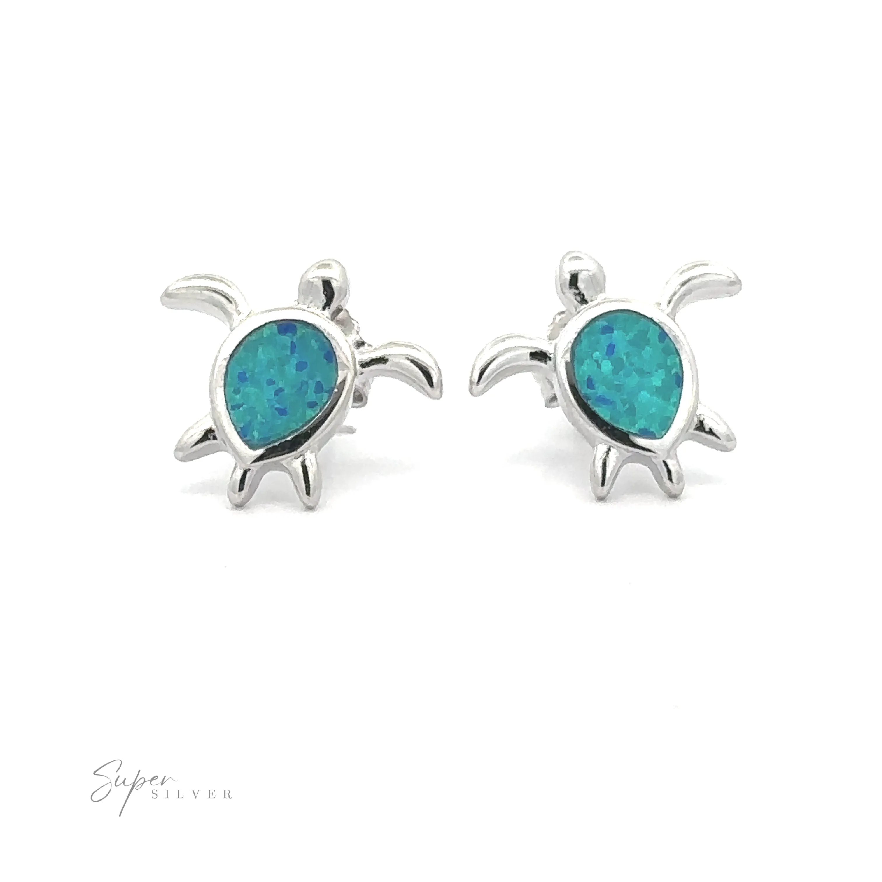Simple Lab-Created Opal Turtle Studs
