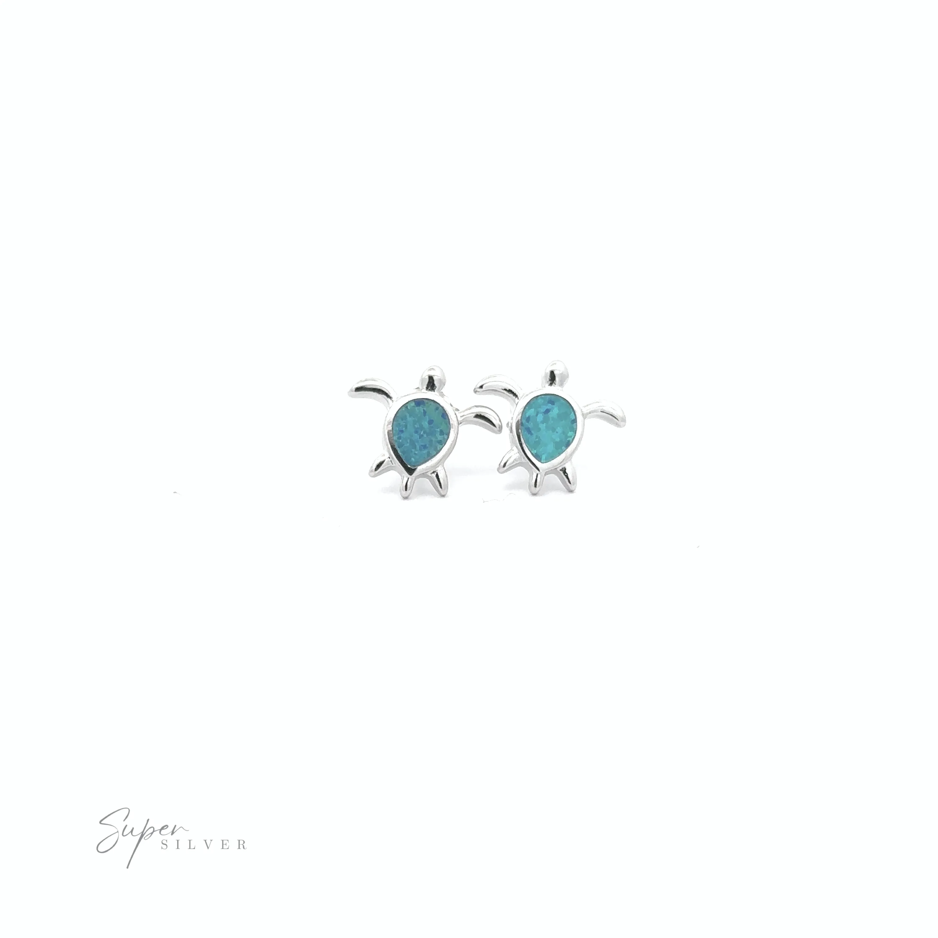 Simple Lab-Created Opal Turtle Studs
