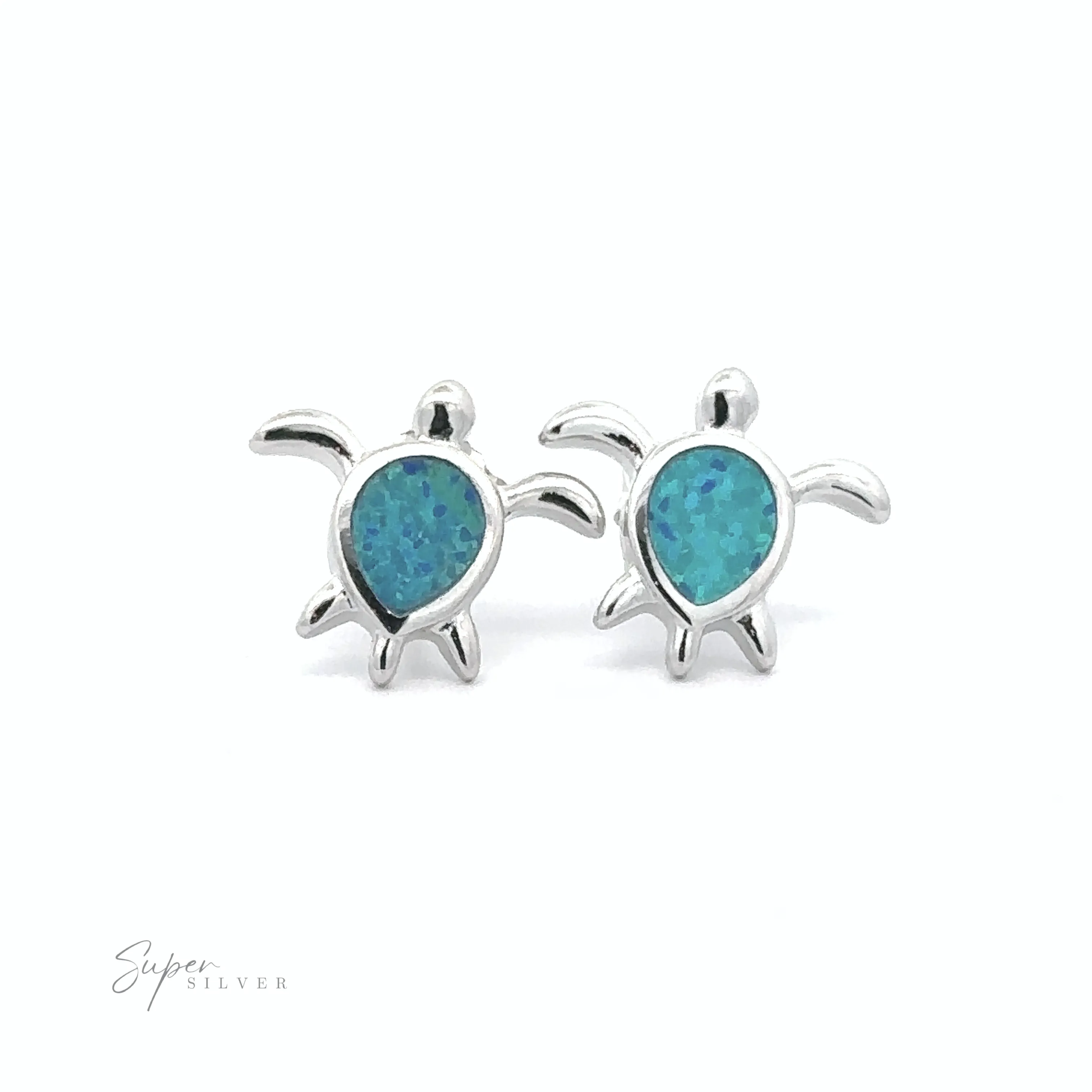 Simple Lab-Created Opal Turtle Studs