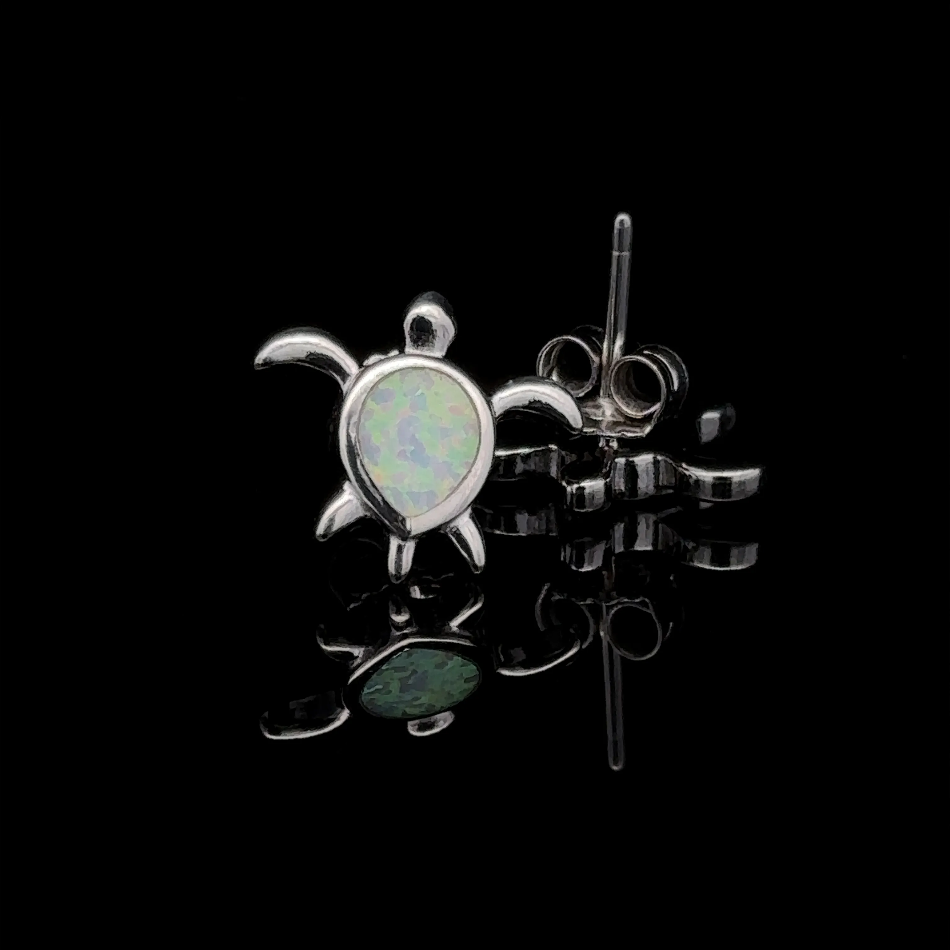 Simple Lab-Created Opal Turtle Studs