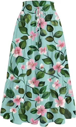 Skirts for Girls High Waist Flowy Maxi Skirt A-Line Long Skirt Boho Summer