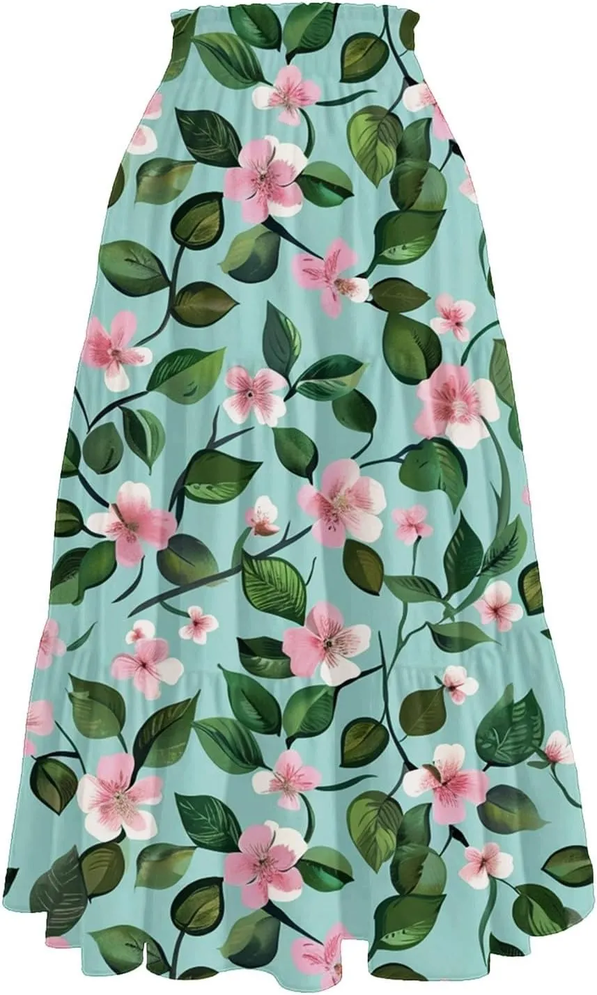 Skirts for Girls High Waist Flowy Maxi Skirt A-Line Long Skirt Boho Summer