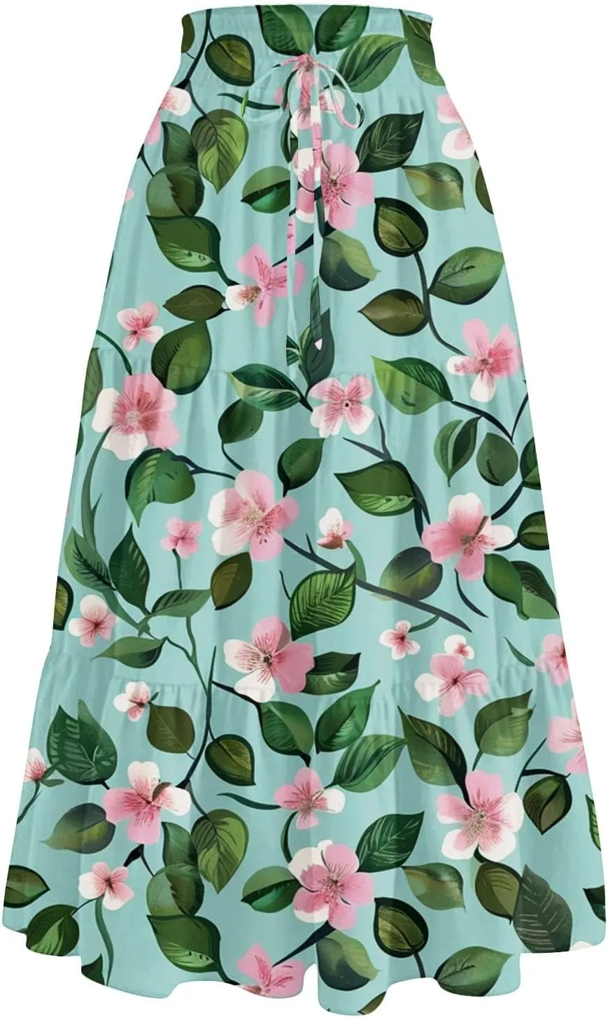 Skirts for Girls High Waist Flowy Maxi Skirt A-Line Long Skirt Boho Summer