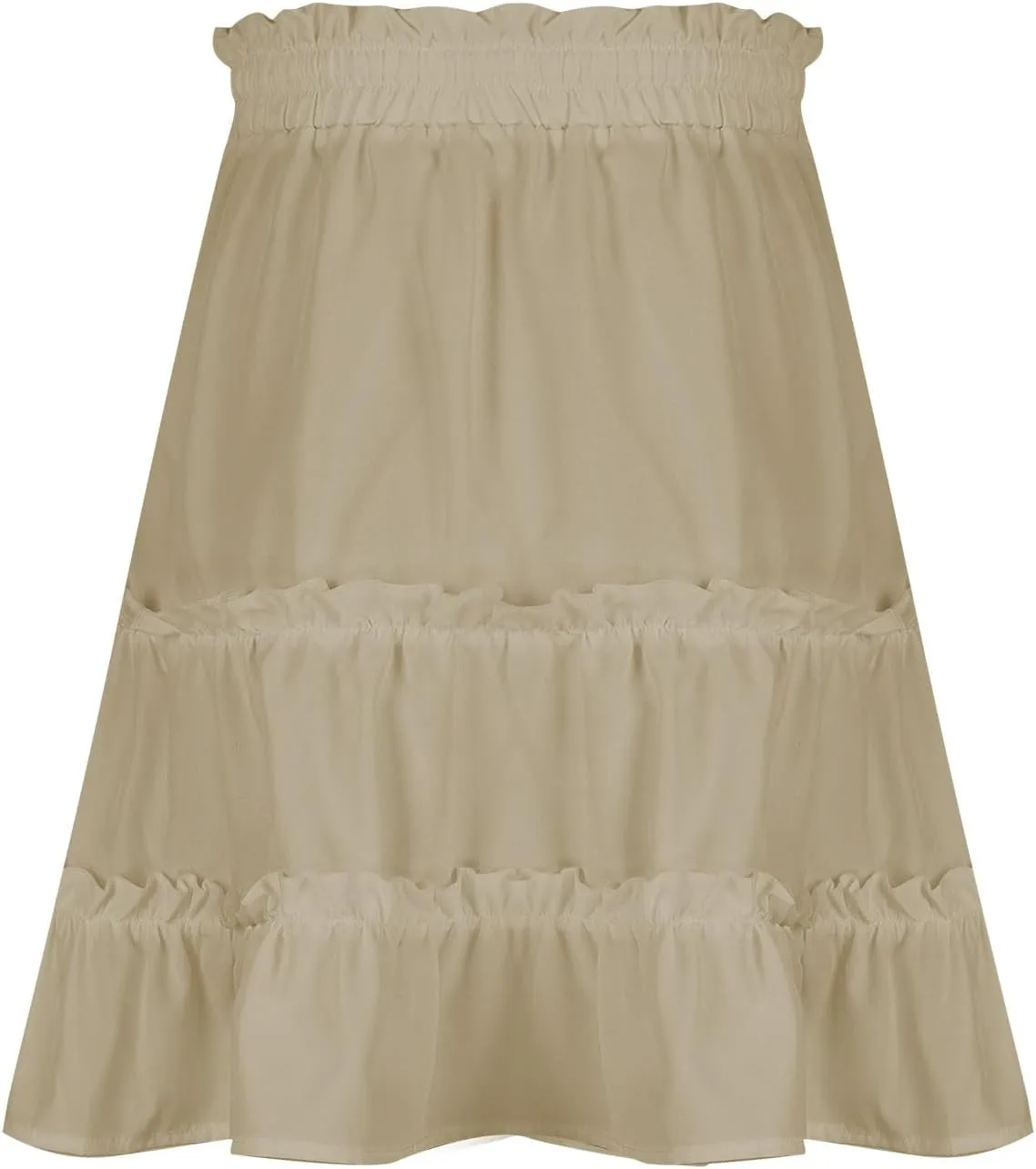 Skirts for Women 2024 Boho Summer A-Line Pleated Skirt Casual Elastic High Waist Tiered Ruffle Flowy Cute Mini Skirt