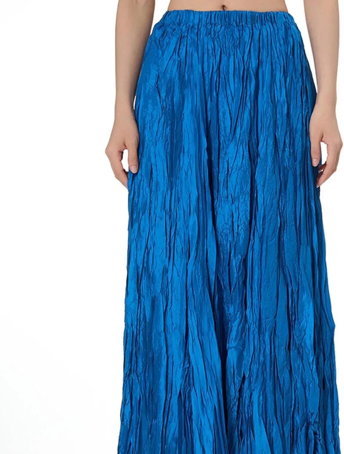 Skirts for Women Trendy Summer Pleated Wrinkle Boho Elastic High Waist Flowy Swing Maxi Long Skirt Holiday Outfit