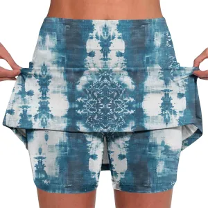 Skorts for Women Dressy Casual Tie Dye Skirts for Women High Waist Athletic Golf Tennis Skirt with Built in Shorts