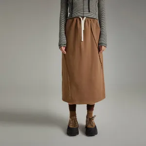 Slit Elastic Band Sporty Long Skirt