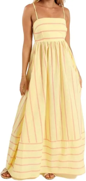 Smocked Dress Women Midi Striped Summer Maxi Dresses Sexy Spaghetti Strap Sleeveless Flowy Swing Boho Cutout Beach