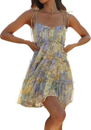 Summer Dresses for Teens 2025 Cute Spaghetti Strap Backless Floral Mini Dress Flowy Vacation Tiered Ruffle Sundress