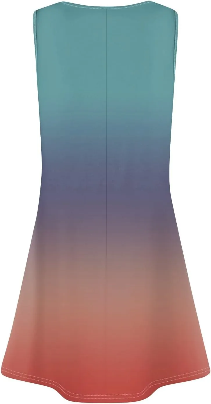 Summer Dresses for Women 2025 Floral Loose T Shirt Dresses V Neck Casual Pleated Front Tank Dress Sleeveless Sundresses