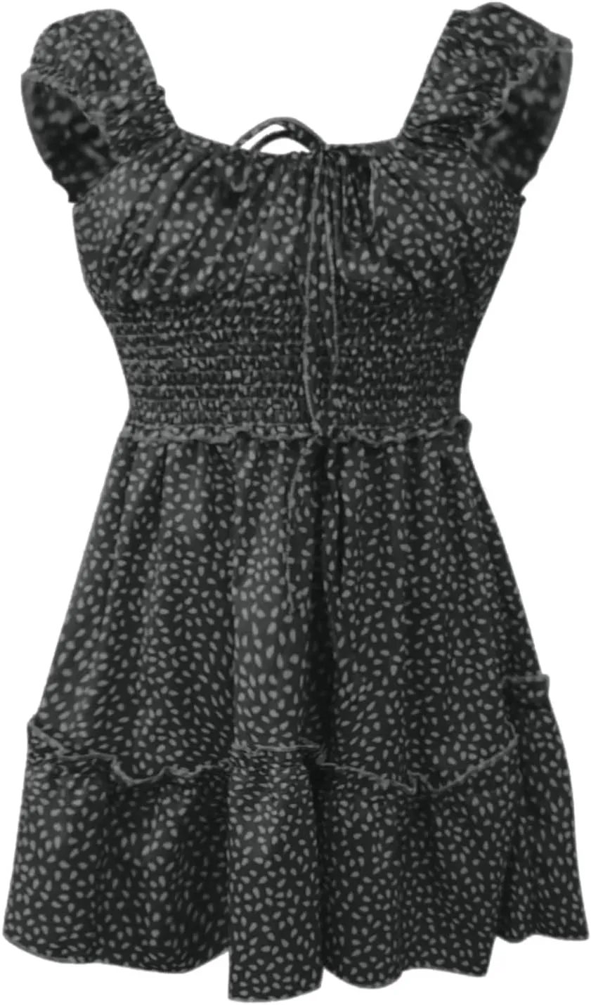 Summer Dresses for Women 2025 MilkMaid Dress Smocked Dress Ruffle Floral Sundresses Tie Front Boho Short Dresses