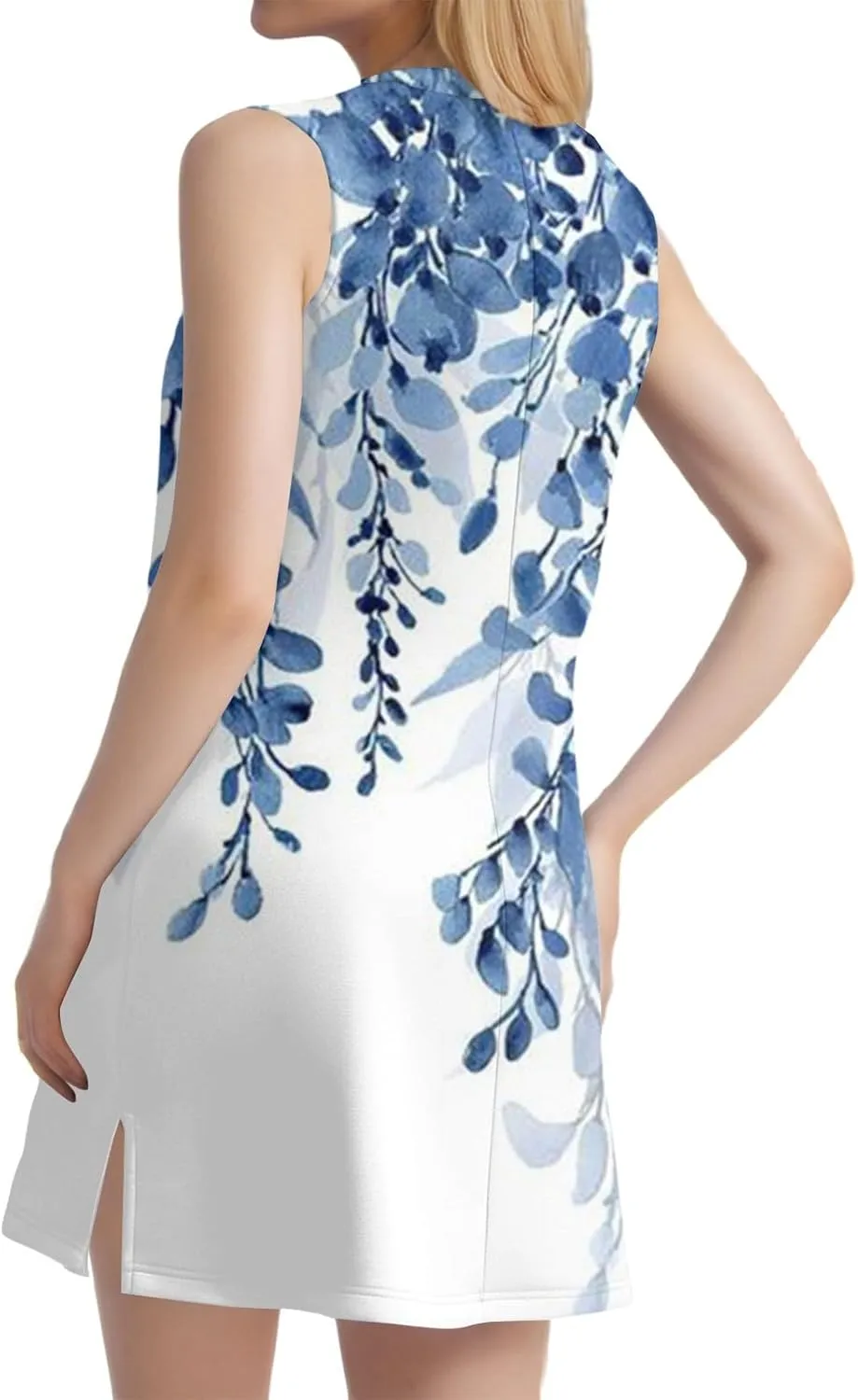 Summer Dresses for Women 2025 Sleeveless Floral Tank Dress Casual Sundresses Loose Beach T Shirt Dresses with Split