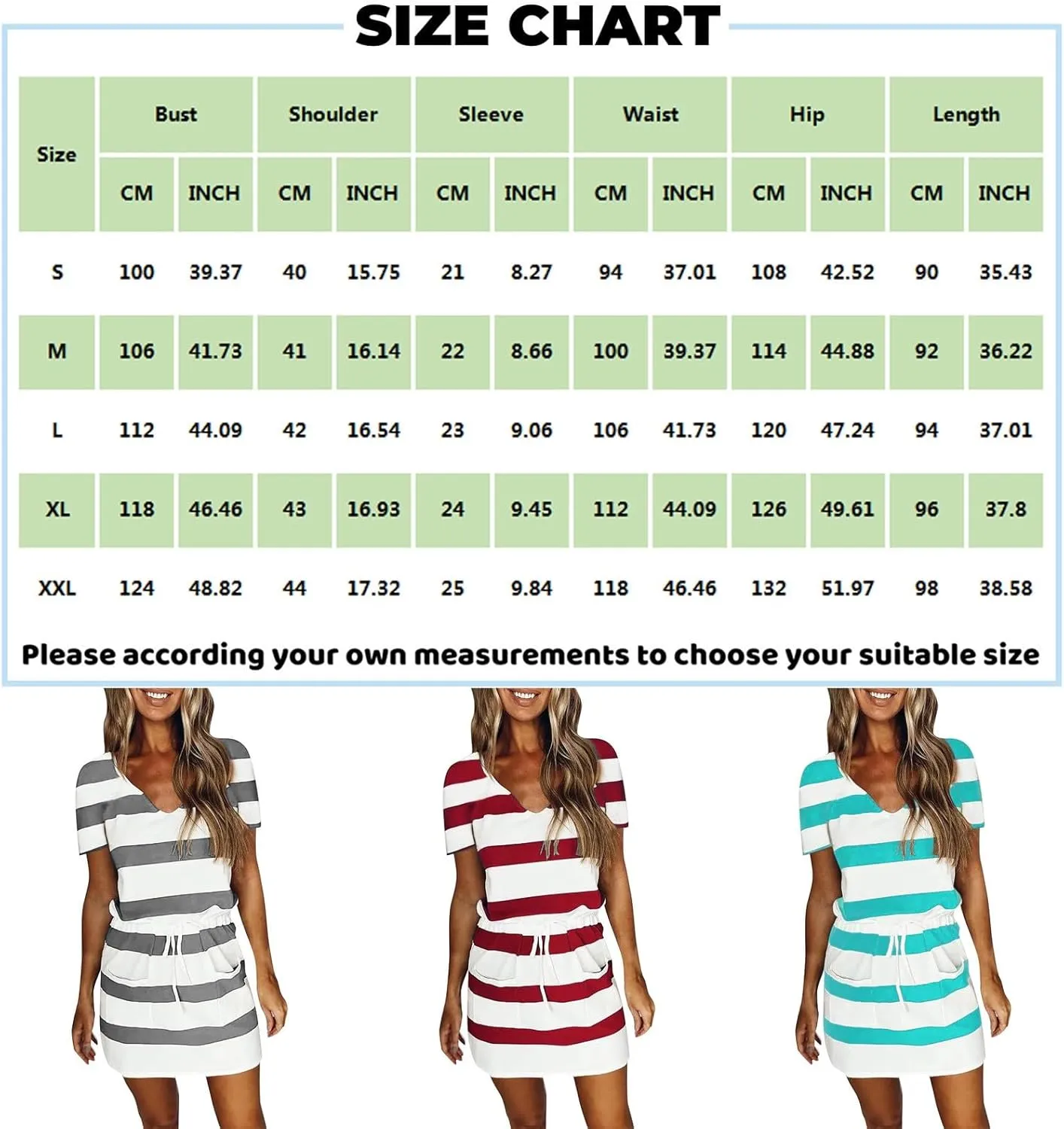 Summer Dresses for Women 2025 Striped A-Line Boho Sundress Short Sleeve V-Neck Beach Vacation Mini Dress with Pocket