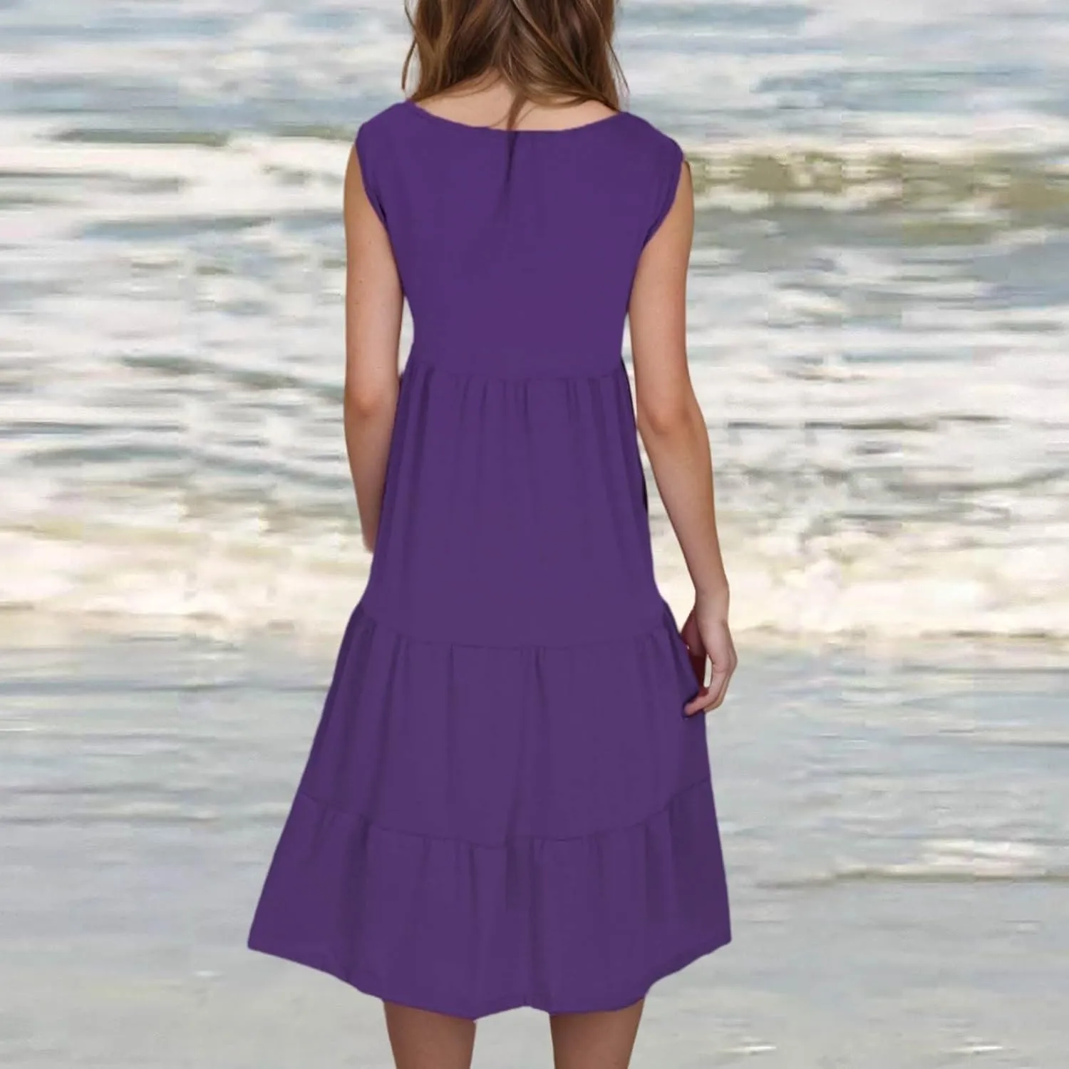 Summer Dresses for Women 2025 Trendy Plus Size Sleeveless Cute Sundresses Casual Loose Boho Beach Flowy Midi Dress