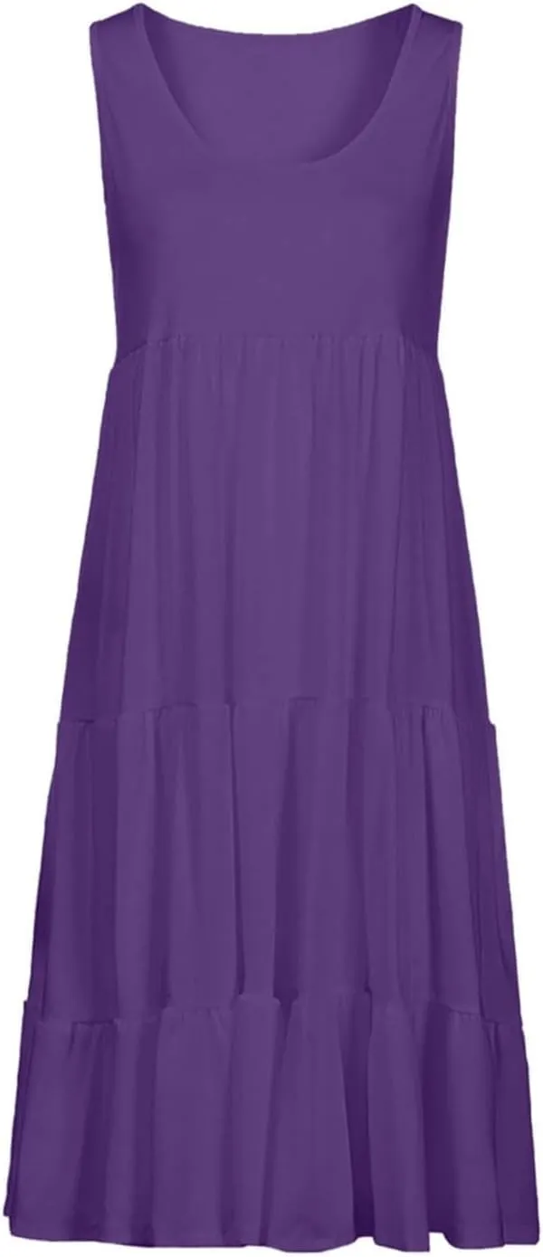 Summer Dresses for Women 2025 Trendy Plus Size Sleeveless Cute Sundresses Casual Loose Boho Beach Flowy Midi Dress