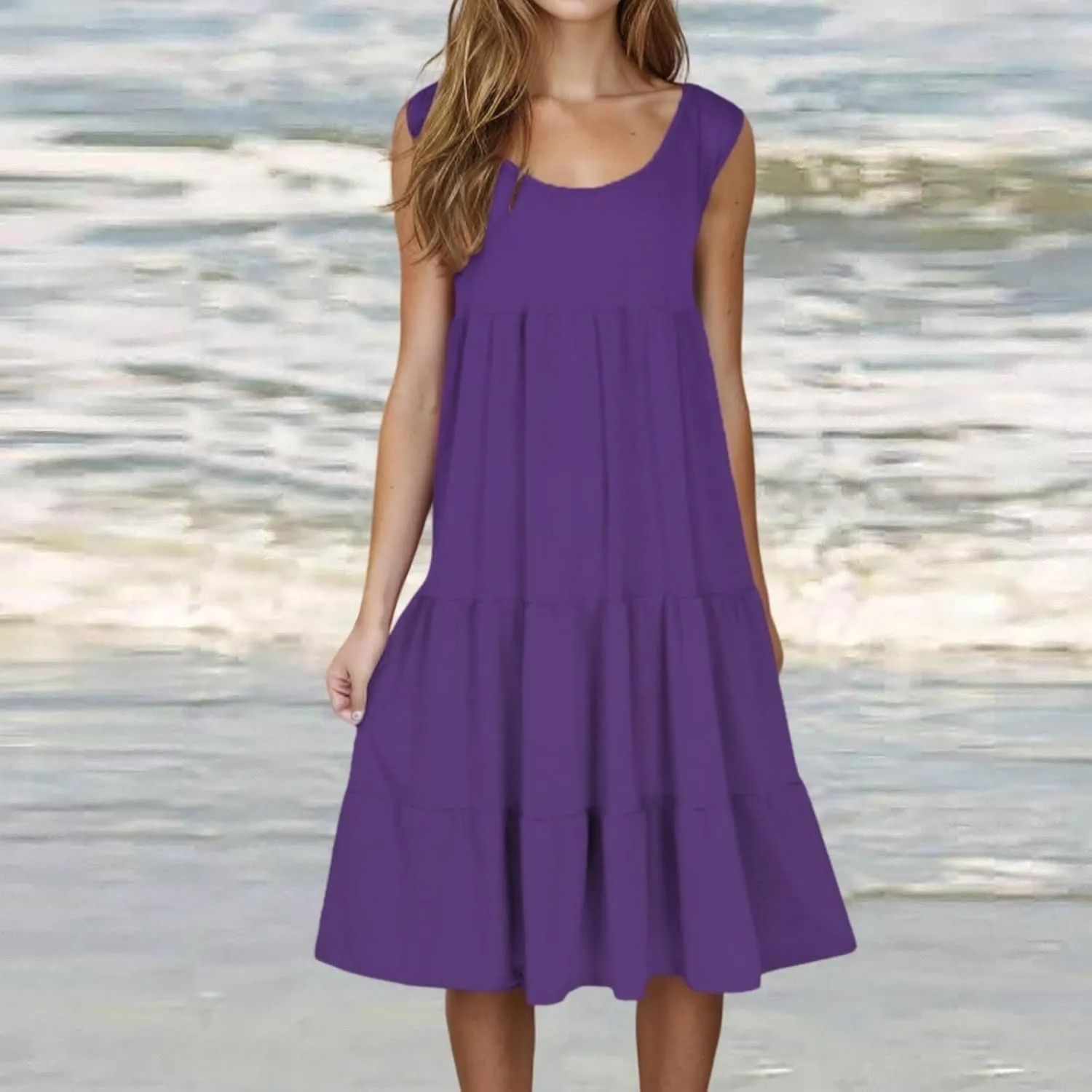 Summer Dresses for Women 2025 Trendy Plus Size Sleeveless Cute Sundresses Casual Loose Boho Beach Flowy Midi Dress