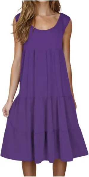 Summer Dresses for Women 2025 Trendy Plus Size Sleeveless Cute Sundresses Casual Loose Boho Beach Flowy Midi Dress