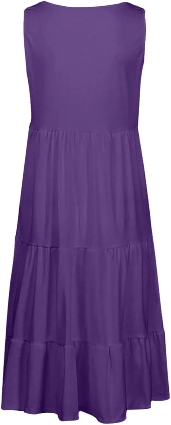 Summer Dresses for Women 2025 Trendy Plus Size Sleeveless Cute Sundresses Casual Loose Boho Beach Flowy Midi Dress