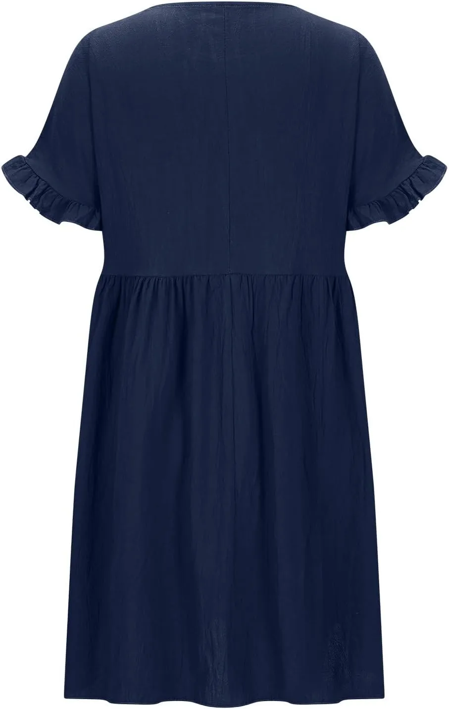 Summer Dresses for Women 2025 Vacation Short Sleeve Dress Casual Pleated Dress Crewneck Midi Dress Solid Color Dress