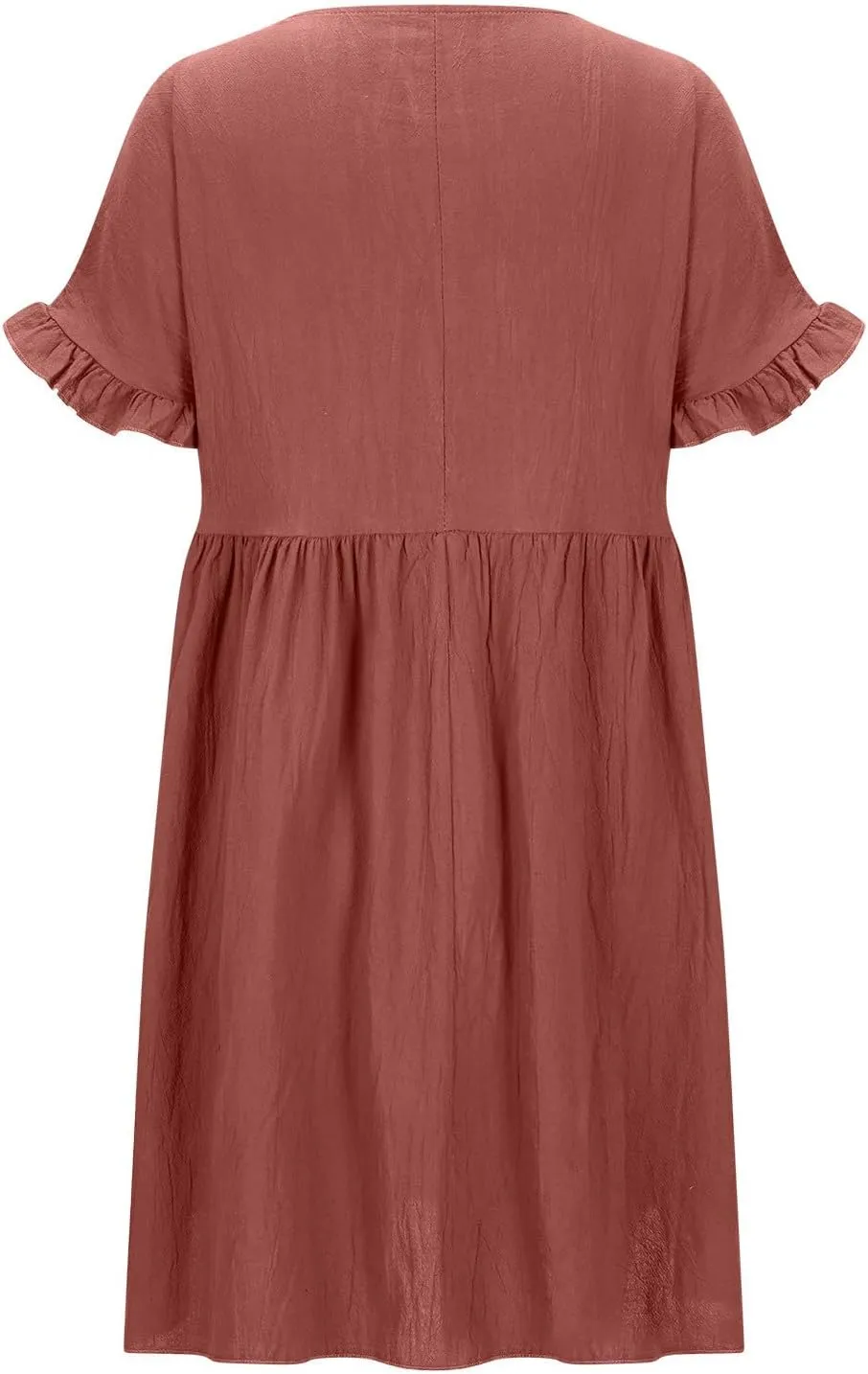Summer Dresses for Women 2025 Vacation Short Sleeve Dress Casual Pleated Dress Crewneck Midi Dress Solid Color Dress
