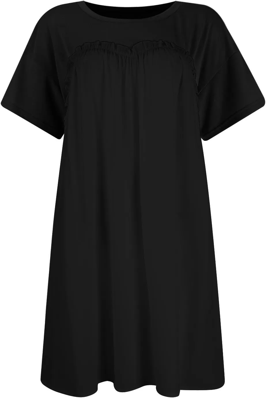 Summer Dresses for Women Short Sleeve Patchwork Crewneck Mini Dress Casual Colorblock Pleated Dresses with Pockets