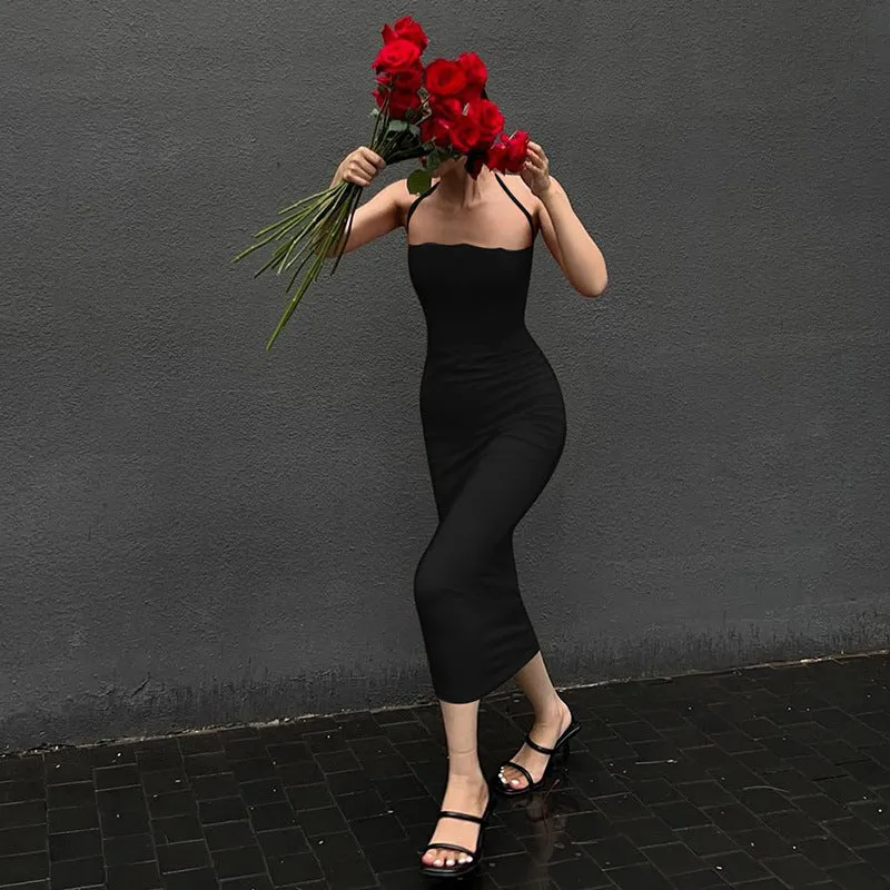 Summer Elegance French-style Halter Neck Maxi Dress