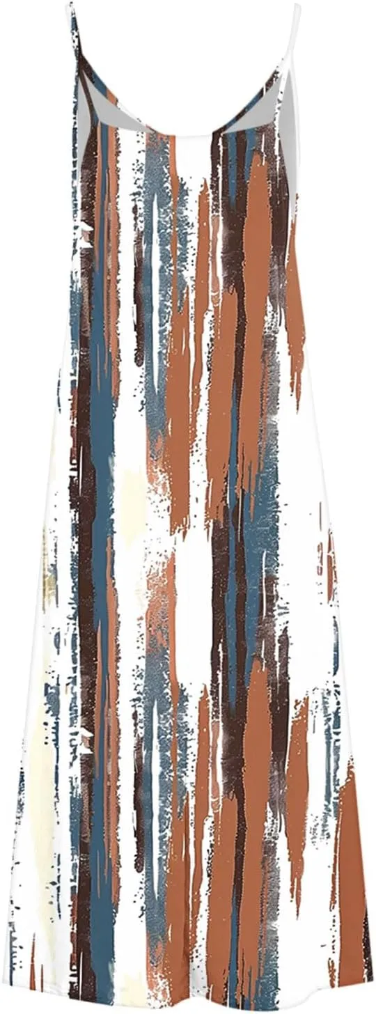 Summer Maxi Dresses for Women Spaghetti Strap Dress Fashion V Neck Floral Print Sundresses 2025 Beach Vacation Outfit