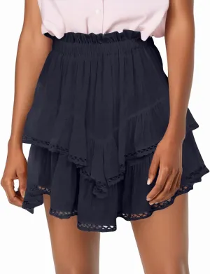 Summer Mini Skirts for Women Trendy Layered Ruffle High Waisted Boho Skirts 2025 Flowy Pleated Skirts