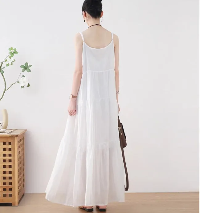 Summer New Women's Linen Loose Sling Dress/9986