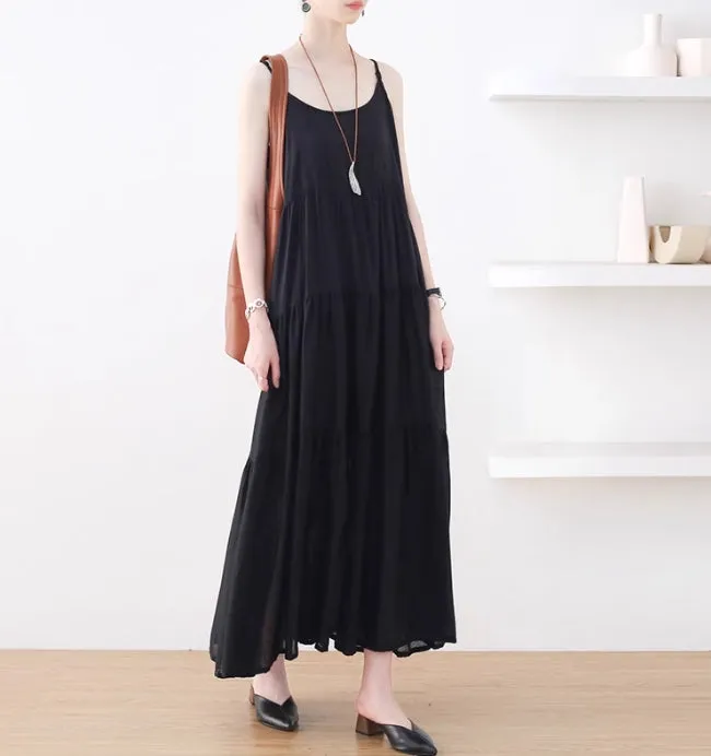 Summer New Women's Linen Loose Sling Dress/9986