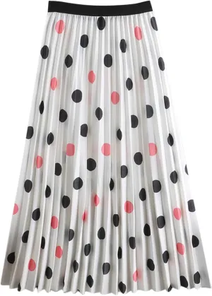 Summer skirts for women midi length High Waist Floral Print skirts for women trendy Pleated Skirt A Line Swing Midi Skirts White