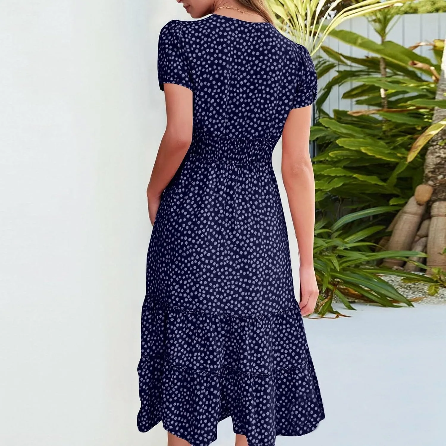 Sundresses for Women 2025 Casual Loose Trendy Short Sleeve Square Neck Floral Print Boho Beach Vacation Dress, S-2XL