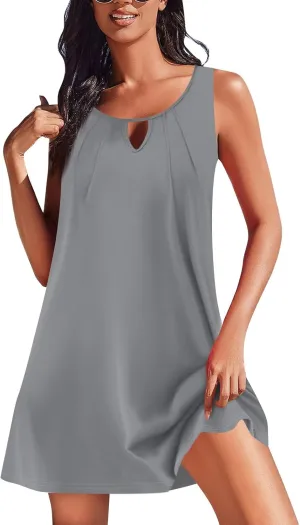 Sundresses for Women 2025 Summer Casual V Neck Sleeveless Sun Dresses Boho Tank Dress Beach Dresses with Pockets