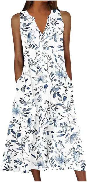Sundresses for Women's 2025 Vacation Beach Casual Plus Size Midi Sun Dress Trendy Loose Flowy Summer Boho Long Dresse