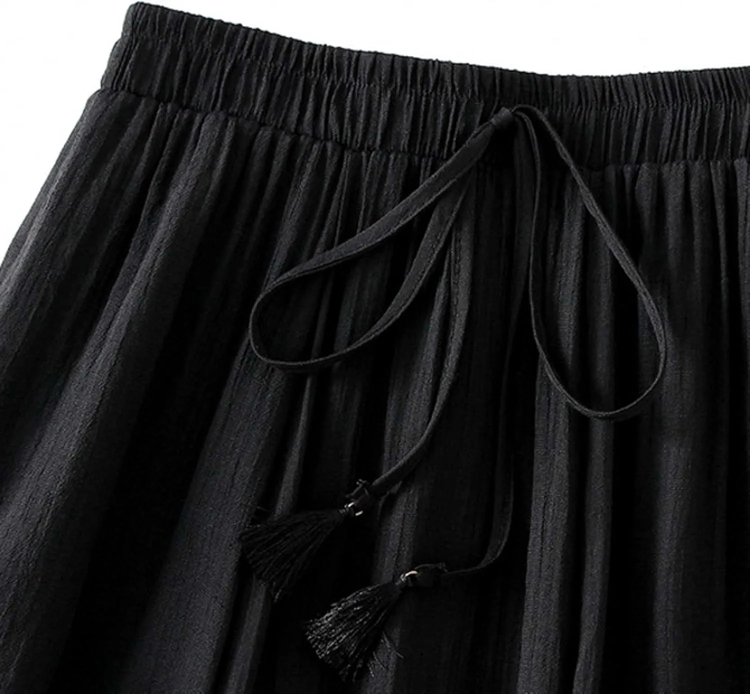TANGNADE Women's Bohemian Elastic Waist Band Cotton Linen Flowy Maxi Skirt Dress Fashion Trendy Summer Beach Casual Skirts