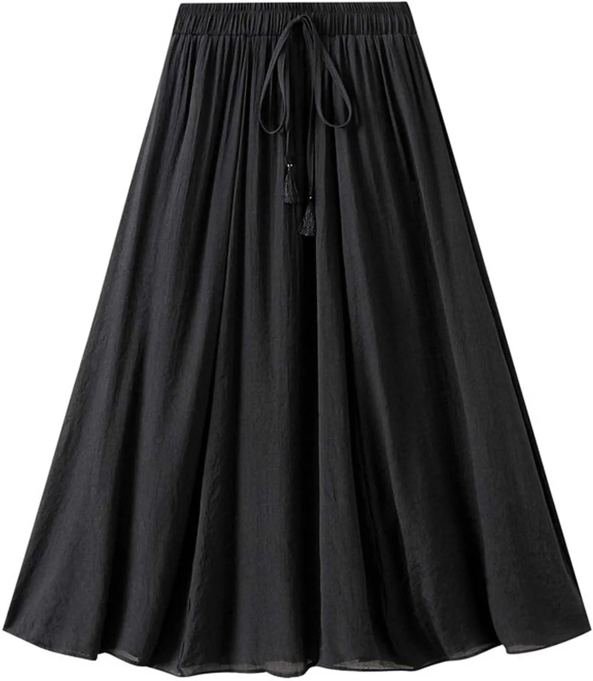TANGNADE Women's Bohemian Elastic Waist Band Cotton Linen Flowy Maxi Skirt Dress Fashion Trendy Summer Beach Casual Skirts