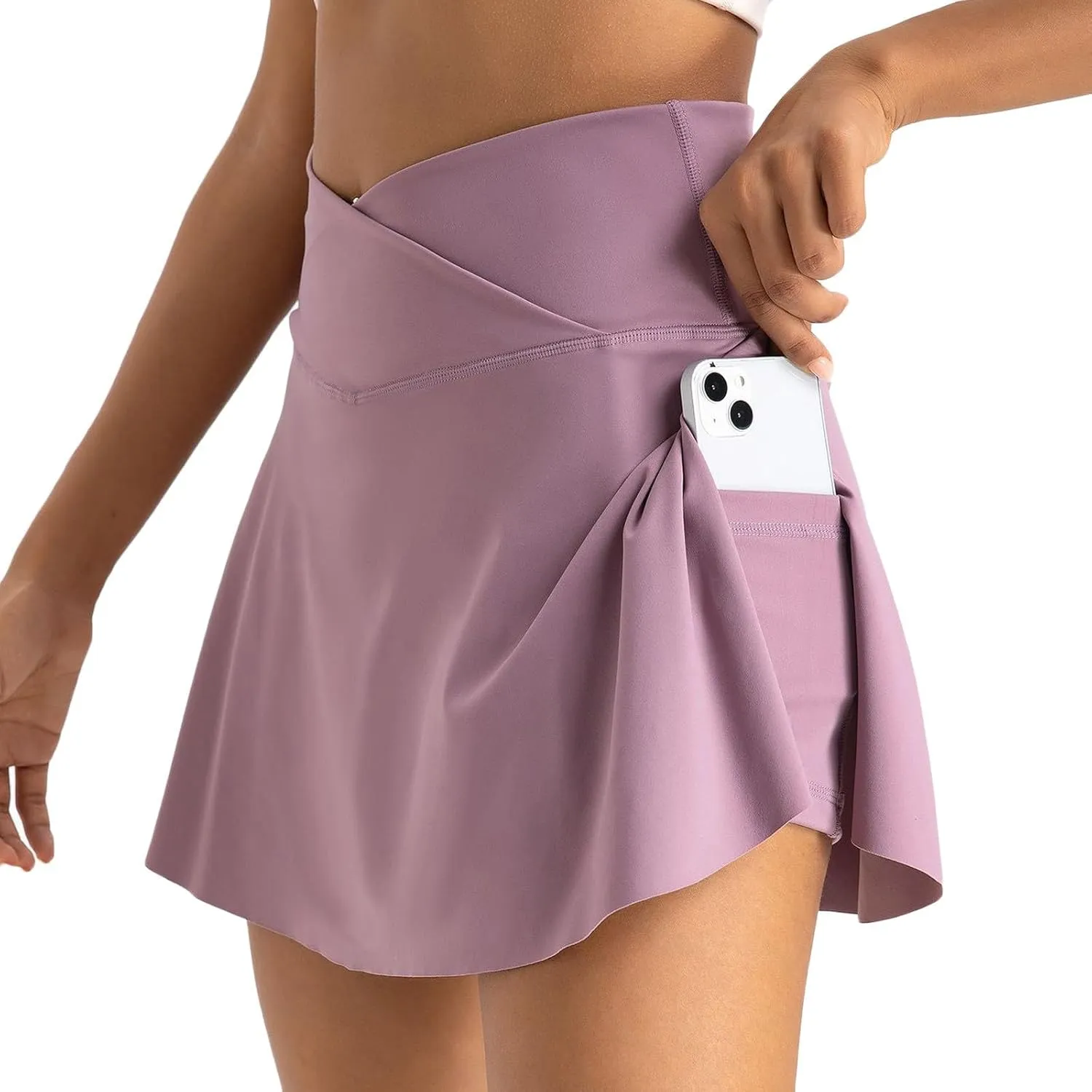 Tennis Skirts for Women with Shorts Cross Elastic High Waisted Tummy Control Golf Skirt Workout Skorts with Pockets