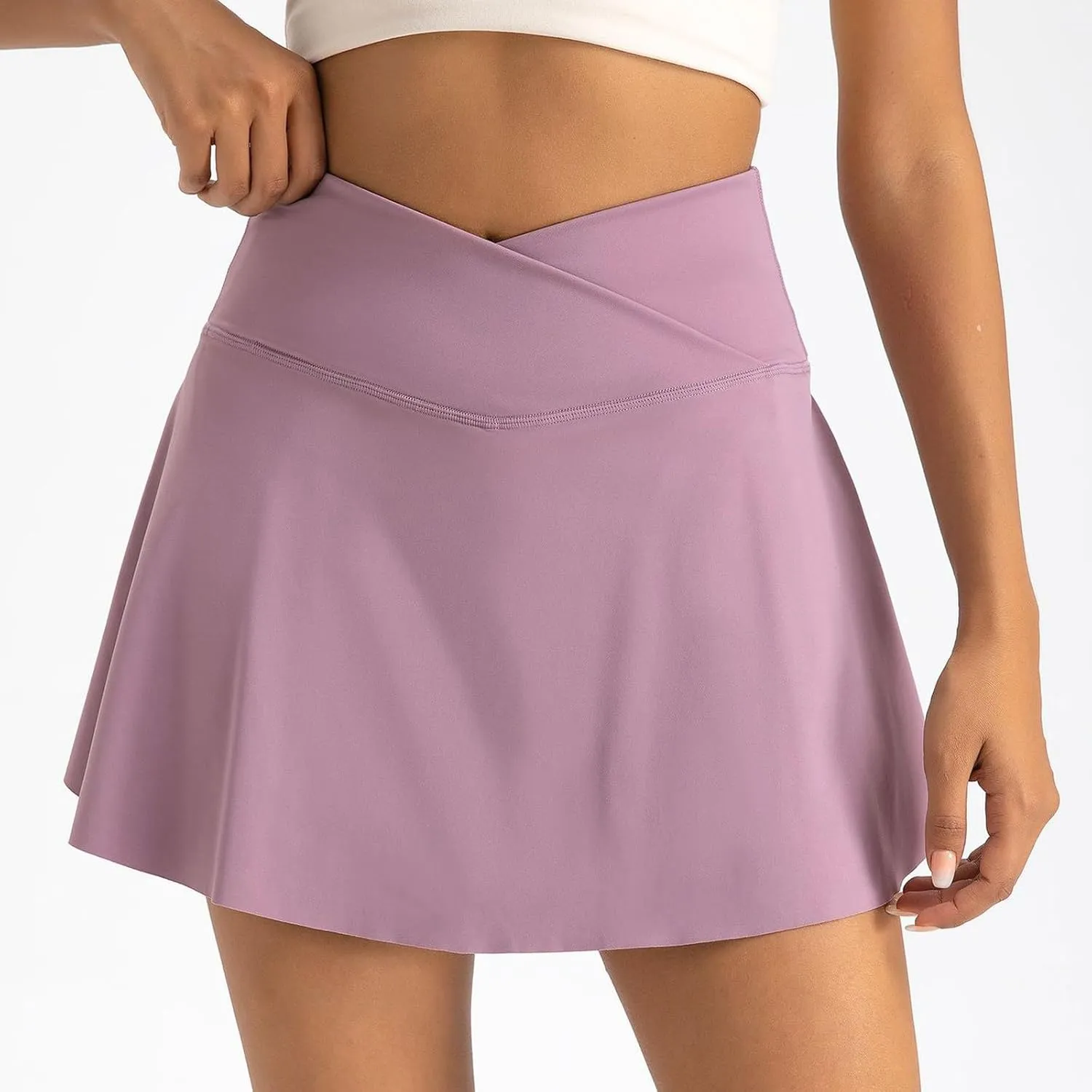 Tennis Skirts for Women with Shorts Cross Elastic High Waisted Tummy Control Golf Skirt Workout Skorts with Pockets