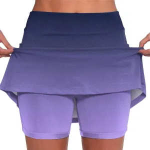 Tennis Skirts for Women with Shorts Pockets High Waist Golf Mini Skirt Running Workout Sports Gradient Color Athletic Skorts