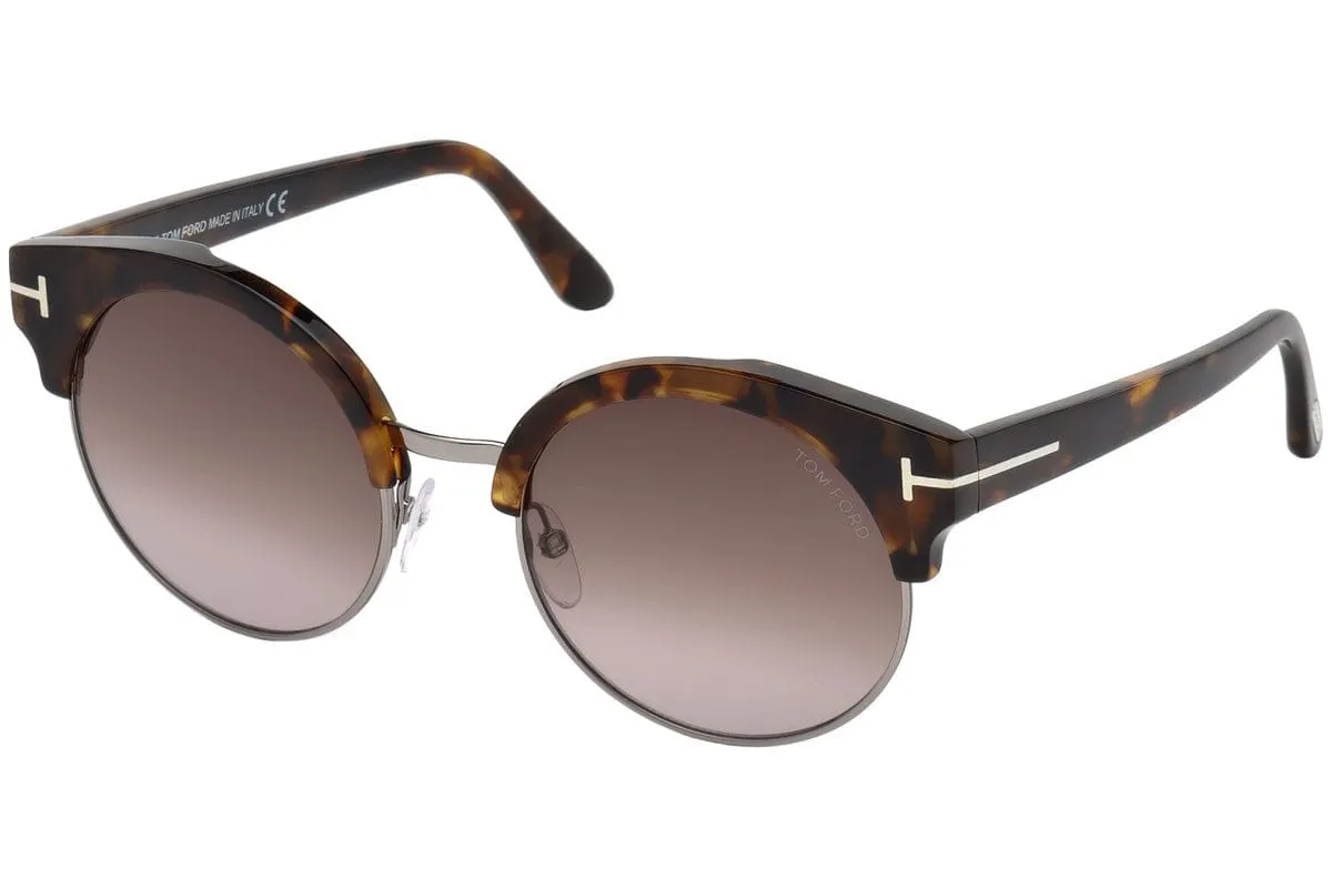 Tom Ford FT0608 55Z Alissa Havana Round Sunglasses