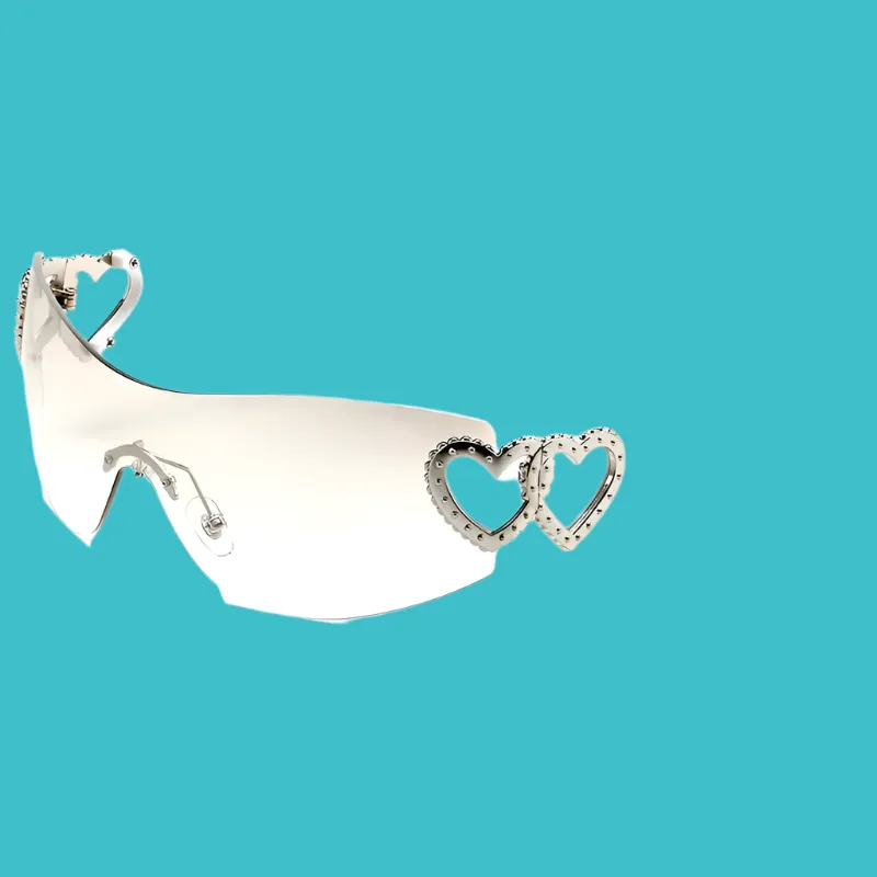 Trendy Y2K Heart-Shaped Mirror Sunglasses for Women - UV400 Protection & Stylish Outdoor Eyewear