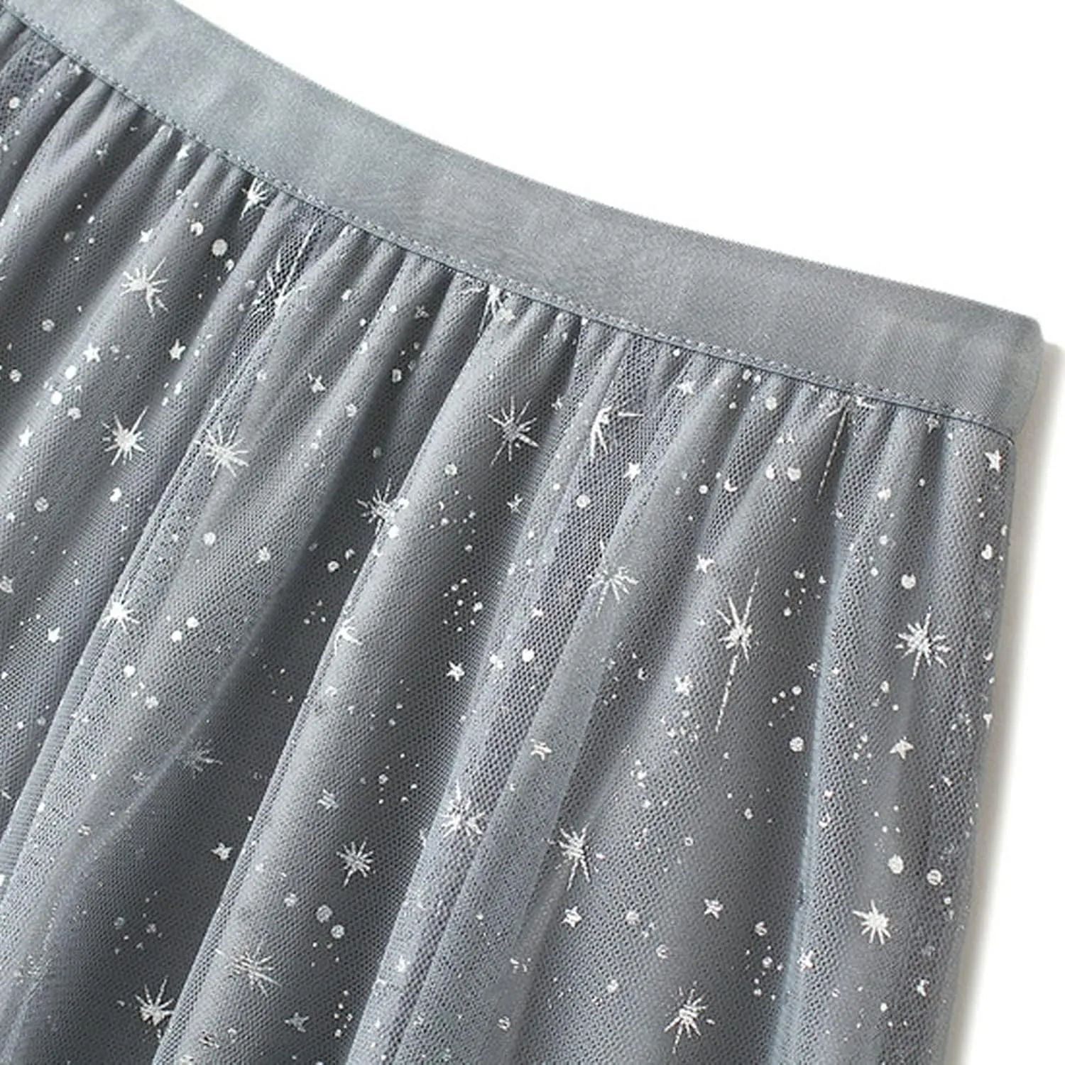 tuduoms Long Tulle Skirt Womens Sequin Glitter Party Skirt Pleated Aline Layered Tutu Skirt Mesh Flowy Midi Maxi Skirt Dress
