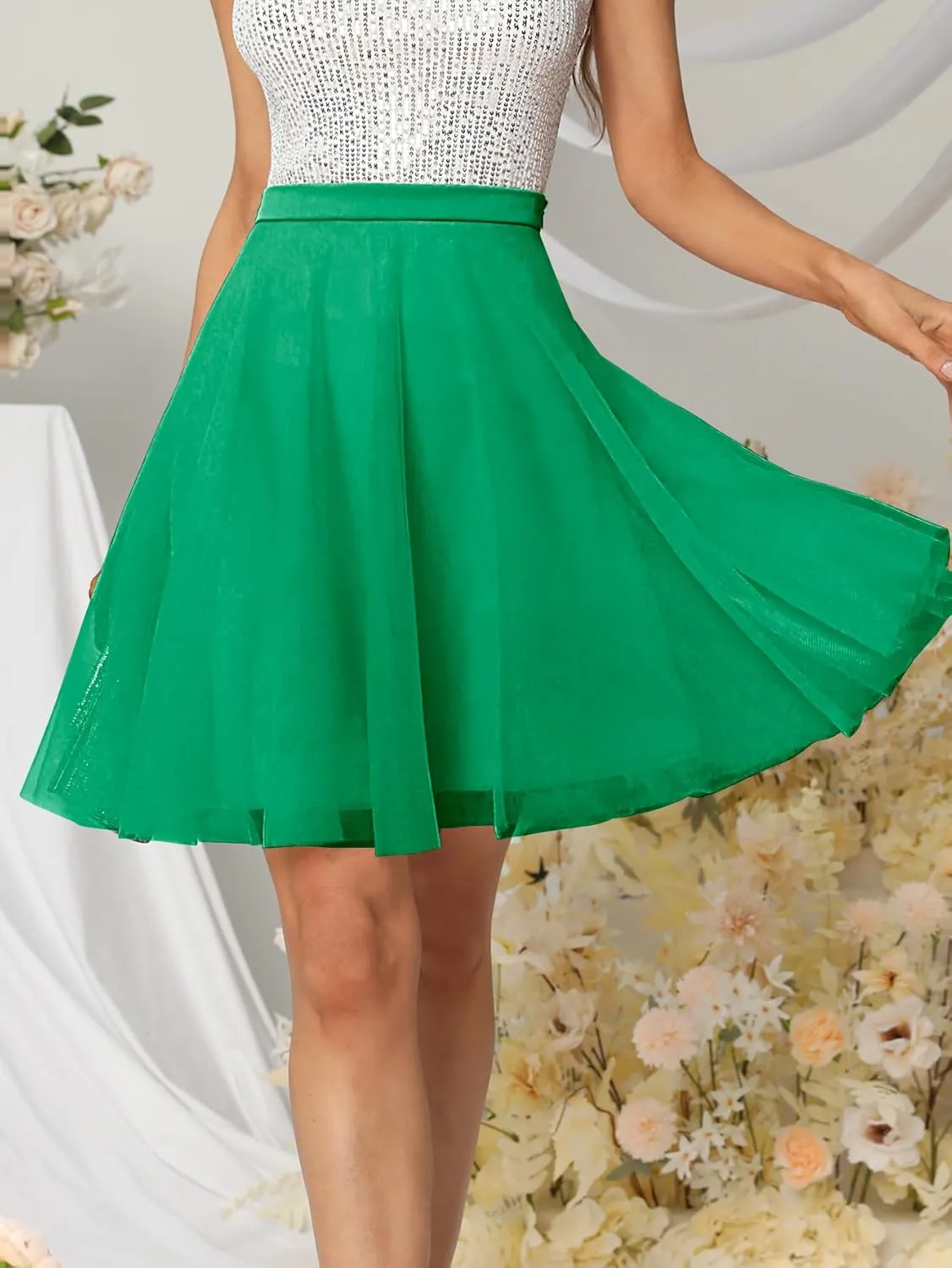Tulle Tutus Skirts for Women Knee Length Skirts Casual Aline Slirts Cute Puffy Wedding Prom Skirts