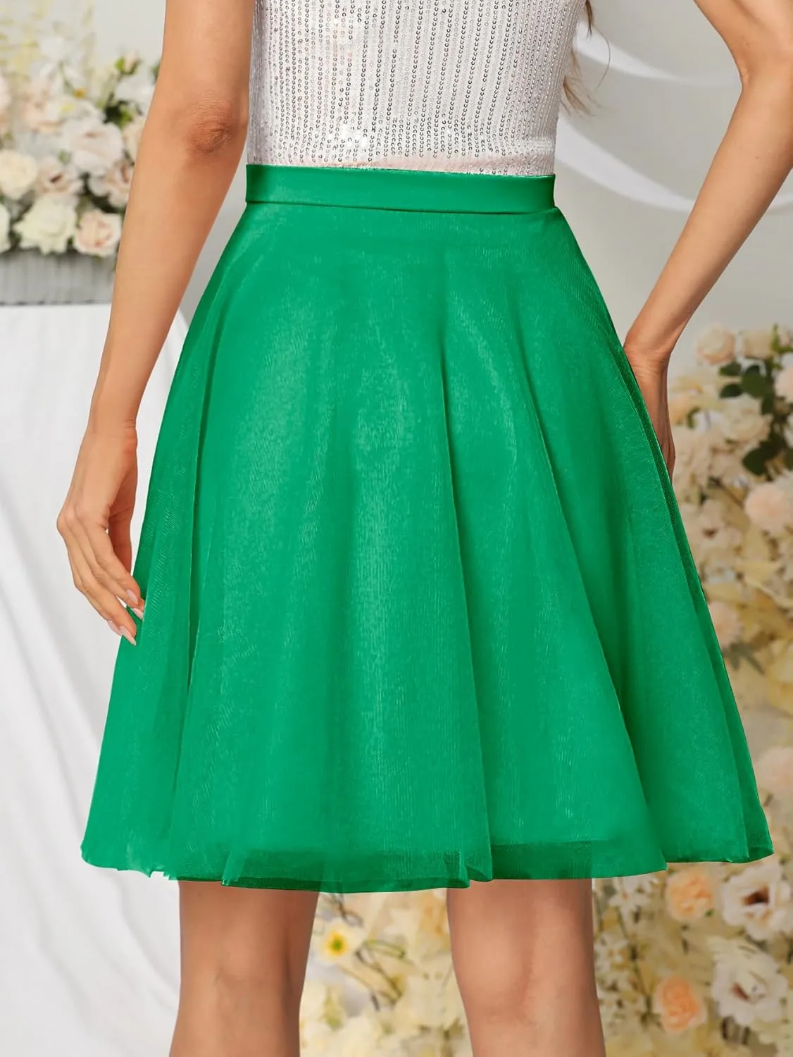 Tulle Tutus Skirts for Women Knee Length Skirts Casual Aline Slirts Cute Puffy Wedding Prom Skirts