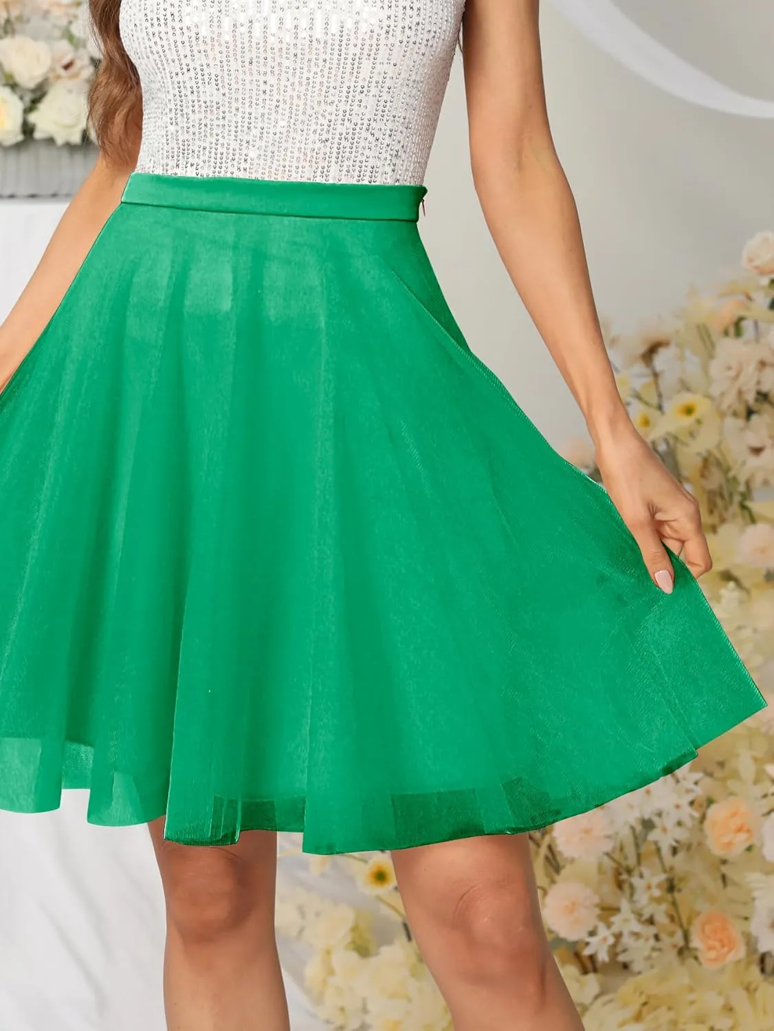 Tulle Tutus Skirts for Women Knee Length Skirts Casual Aline Slirts Cute Puffy Wedding Prom Skirts