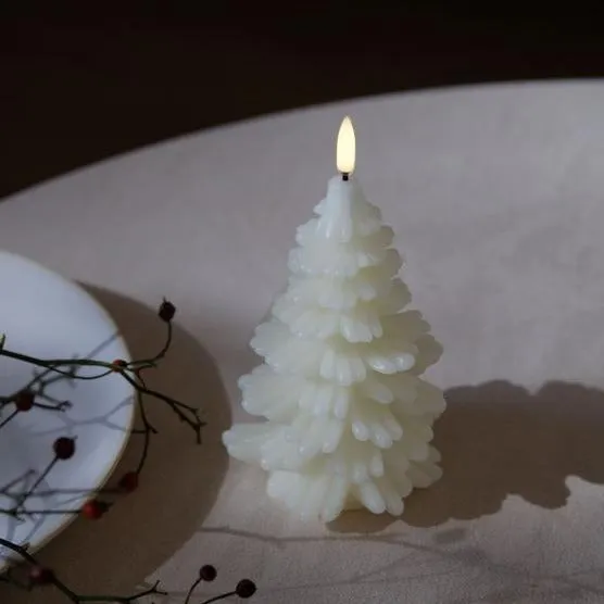 Uyuni Led Candle Christmas Tree Christmas Tree Candle 10x15 cm | Ivory Smooth