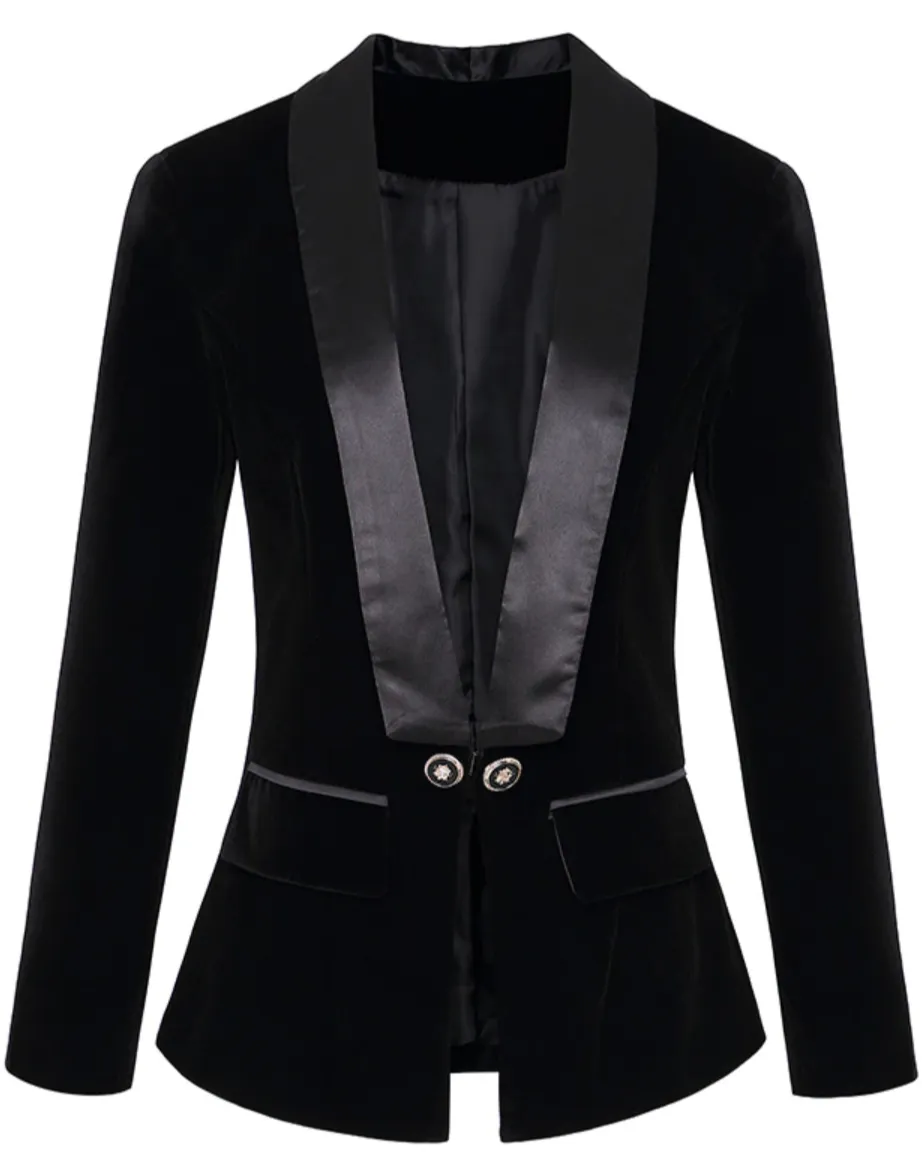 Velvet Runway Blazer - Plus Size - Luxe Fluwelen Jasje met Elegante Pasvorm