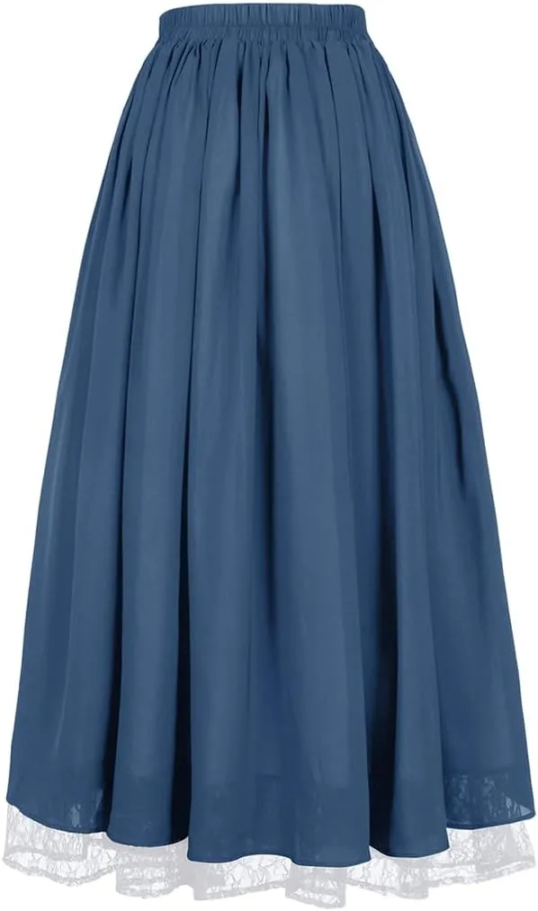 Victorian Renaissance Style Skirt Women's Long Skirt Double Layered Maxi Long Skirt