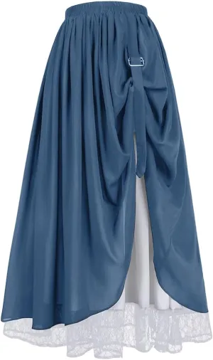 Victorian Renaissance Style Skirt Women's Long Skirt Double Layered Maxi Long Skirt